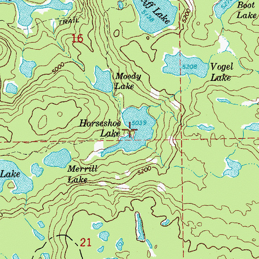 Topographic Map of Horseshoe Lake, OR