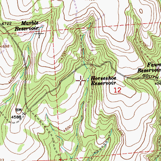 Topographic Map of Horseshoe Reservoir, OR