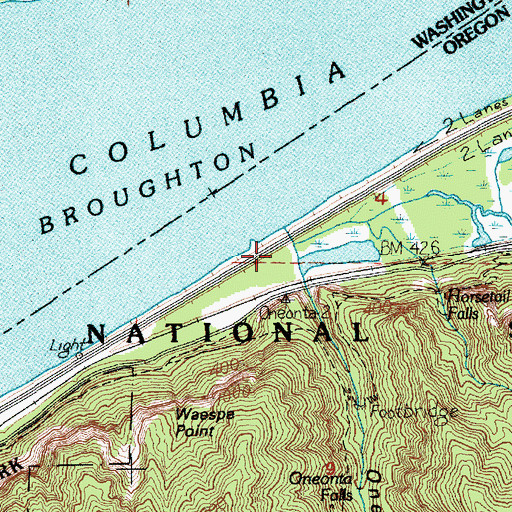 Topographic Map of Horsetail Creek, OR