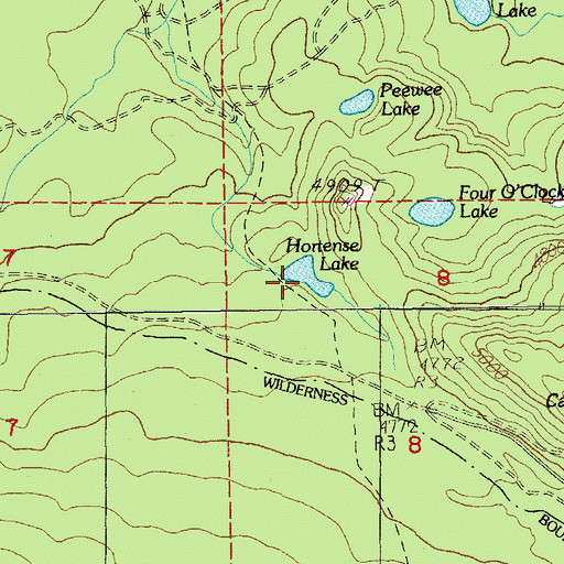 Topographic Map of Hortense Lake, OR