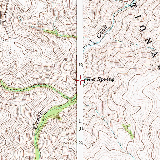 Topographic Map of Hot Spring, OR