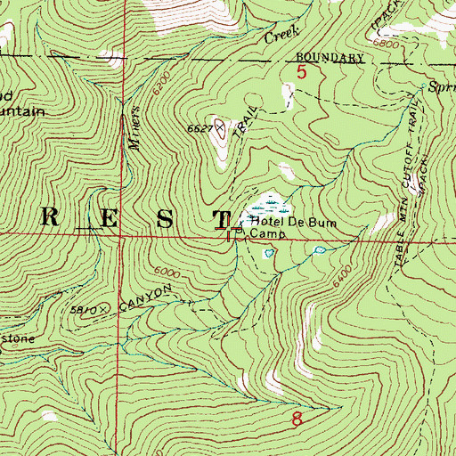 Topographic Map of Hotel de Bum Camp, OR