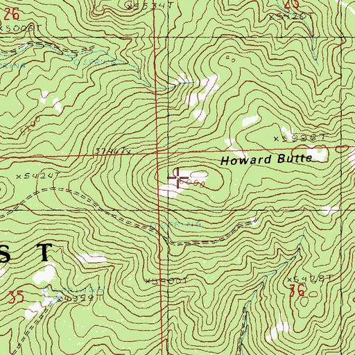 Topographic Map of Howard Butte, OR