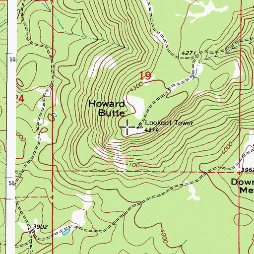 Topographic Map of Howard Butte, OR