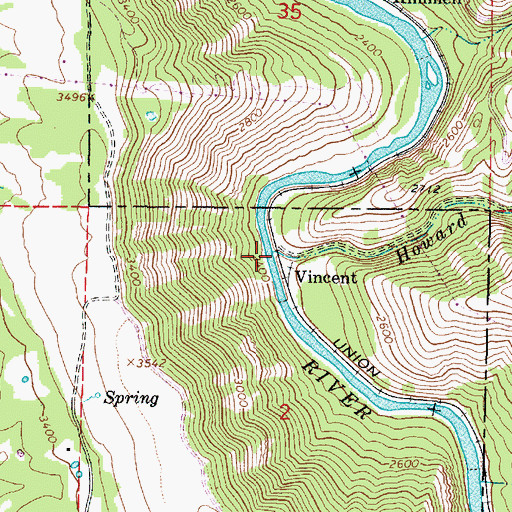 Topographic Map of Howard Creek, OR