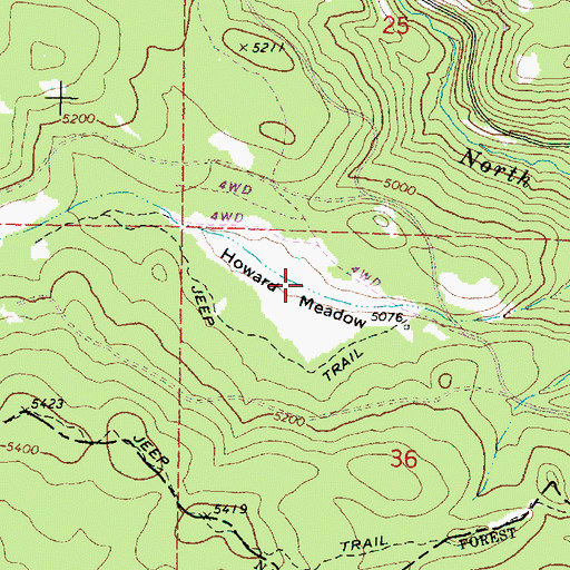 Topographic Map of Howard Meadow, OR