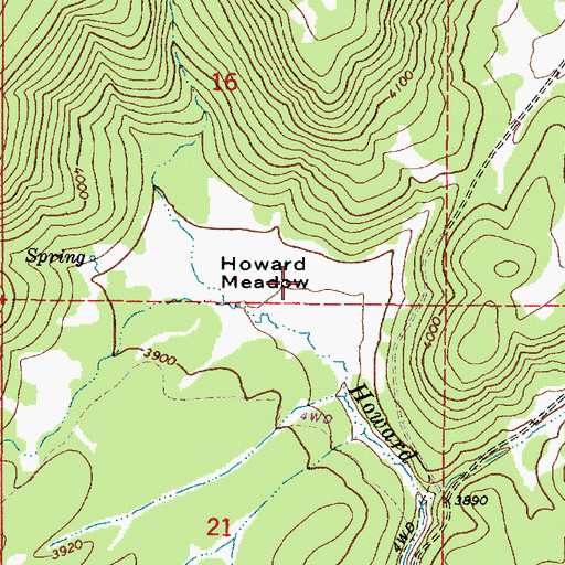 Topographic Map of Howard Meadow, OR