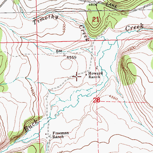 Topographic Map of Howard Ranch, OR