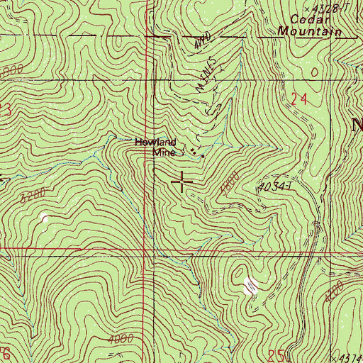 Topographic Map of Howland Mine, OR