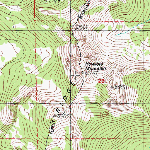 Topographic Map of Howlock Mountain, OR