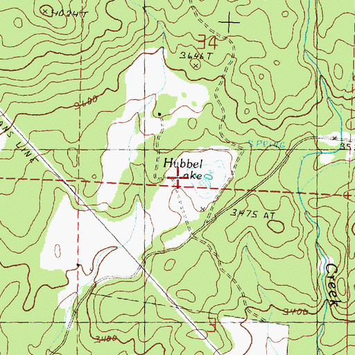 Topographic Map of Hubbel Lake, OR