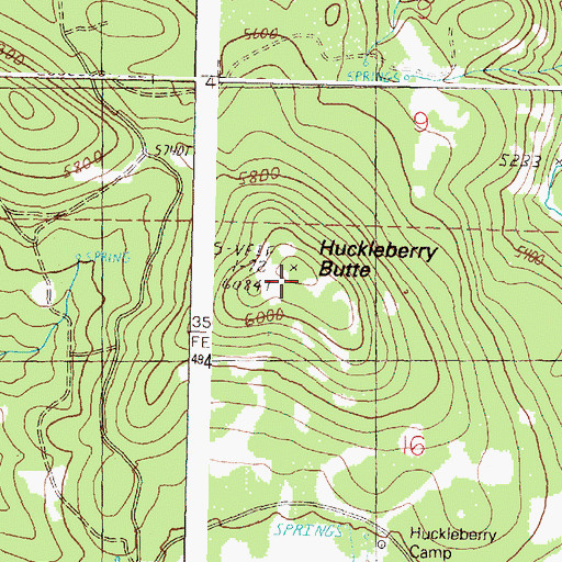 Topographic Map of Huckleberry Butte, OR