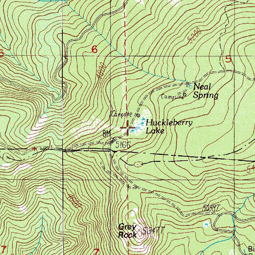 Topographic Map of Huckleberry Lake, OR