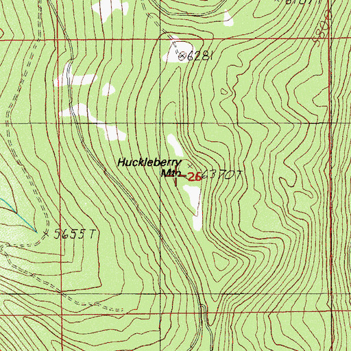 Topographic Map of Huckleberry Mountain, OR