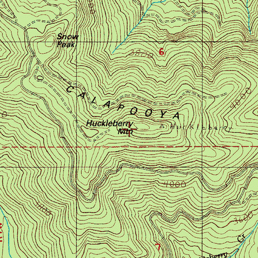 Topographic Map of Huckleberry Mountain, OR