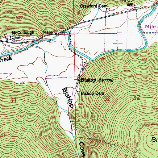 Topographic Map of Bishop Spring, AL