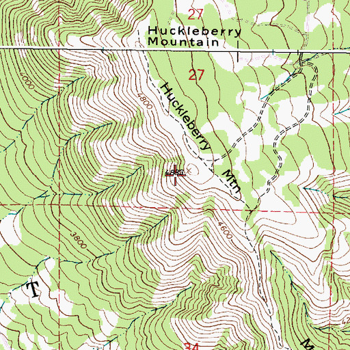 Topographic Map of Huckleberry Mountain, OR