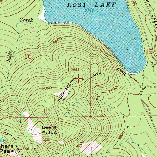 Topographic Map of Huckleberry Mountain Trail, OR