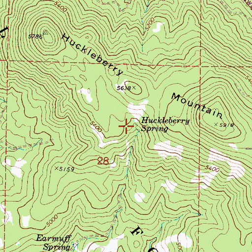 Topographic Map of Huckleberry Spring, OR