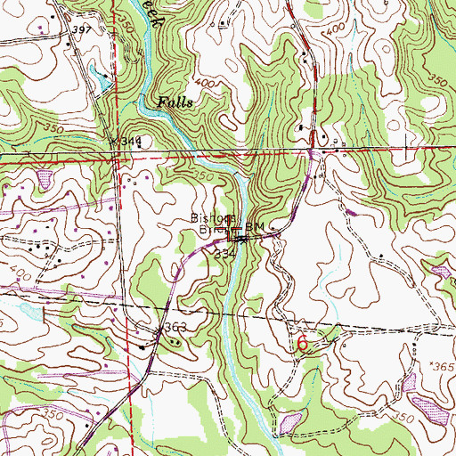 Topographic Map of Bishops Bridge, AL
