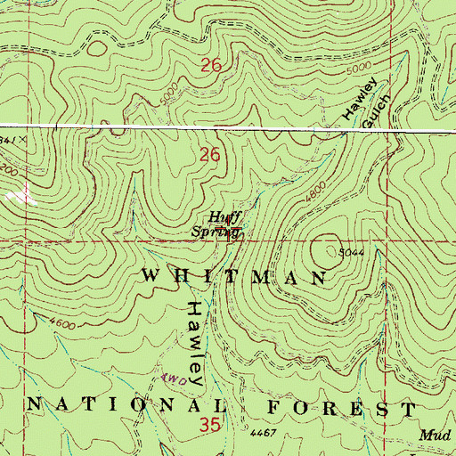 Topographic Map of Huff Spring, OR