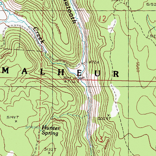 Topographic Map of Hughet Creek, OR