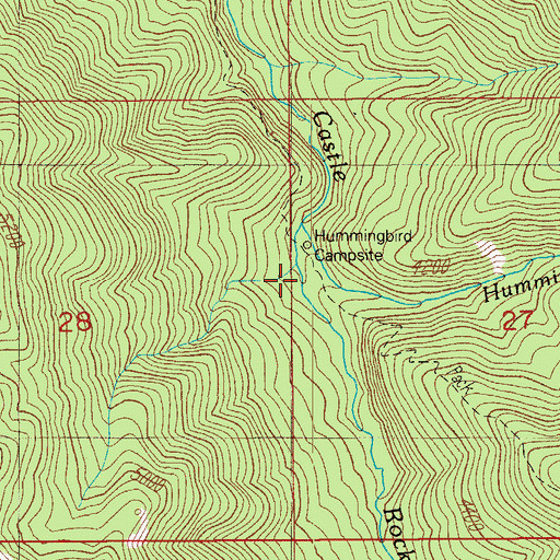 Topographic Map of Hummingbird Creek, OR