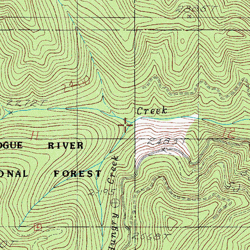 Topographic Map of Hungry Creek, OR