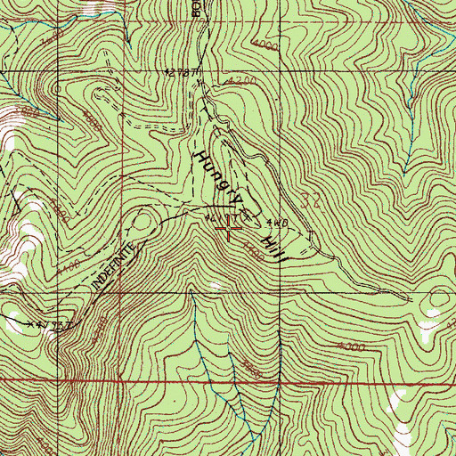 Topographic Map of Hungry Hill, OR