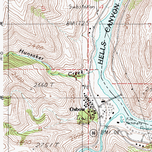 Topographic Map of Hunsaker Creek, OR