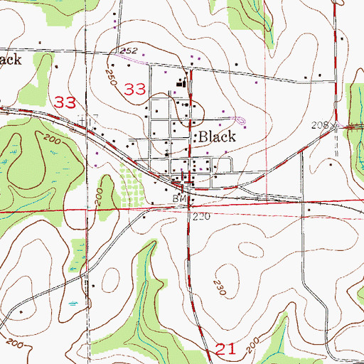 Topographic Map of Black, AL