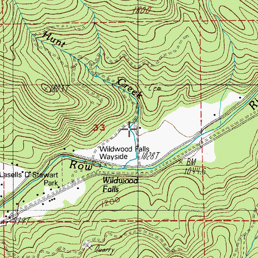 Topographic Map of Hunt Creek, OR