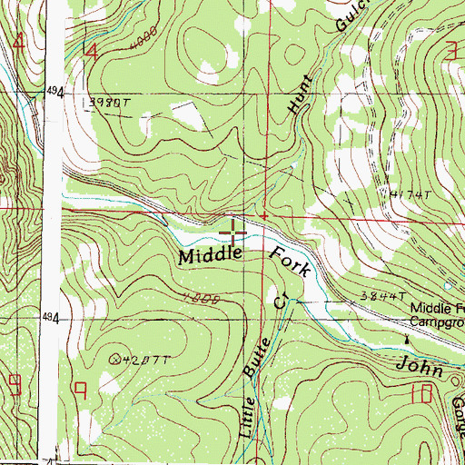 Topographic Map of Hunt Gulch, OR