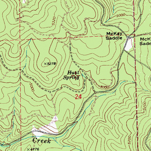 Topographic Map of Hunt Spring, OR