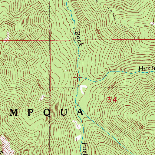 Topographic Map of Hunter Creek, OR
