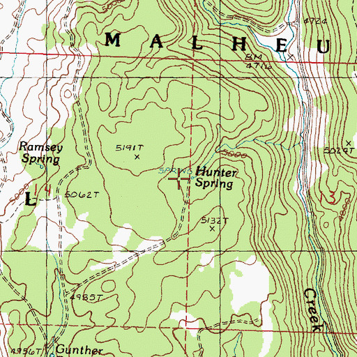 Topographic Map of Hunter Spring, OR