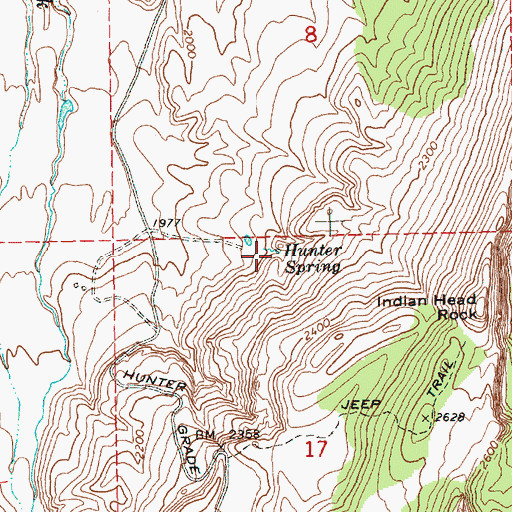 Topographic Map of Hunter Spring, OR