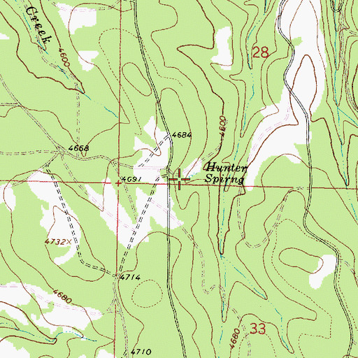 Topographic Map of Hunter Spring, OR