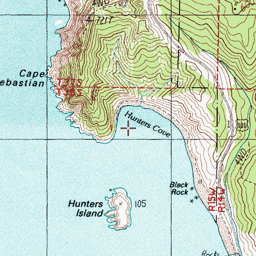 Topographic Map of Hunters Cove, OR