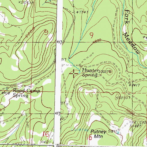 Topographic Map of Hunters Spring, OR