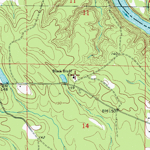 Topographic Map of Black Bluff Church, AL