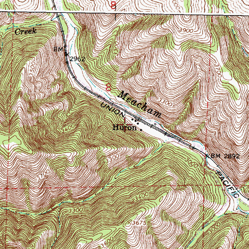 Topographic Map of Huron, OR