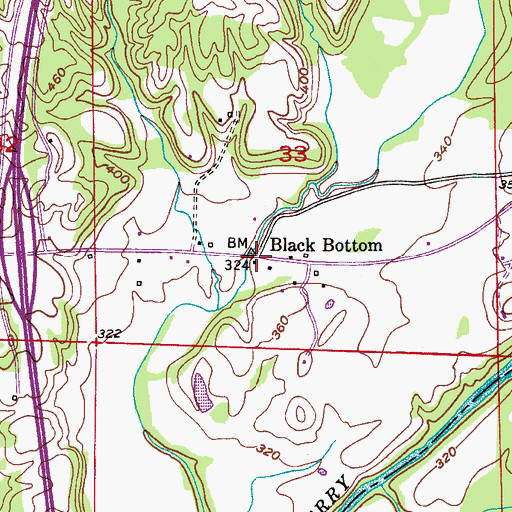 Topographic Map of Black Bottom, AL