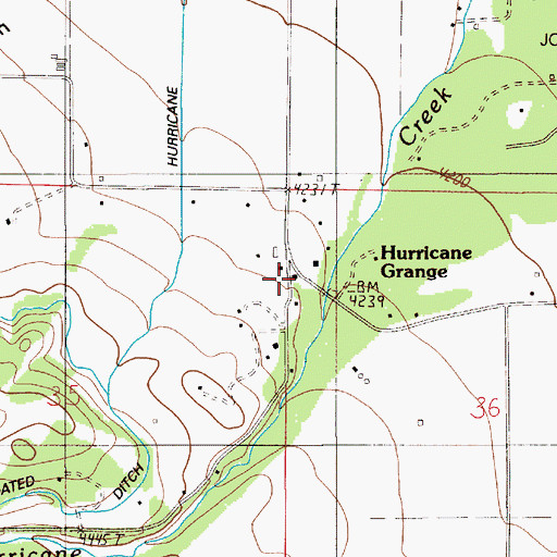 Topographic Map of Hurricane Grange, OR