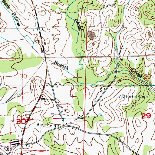 Topographic Map of Black Bottom Branch, AL