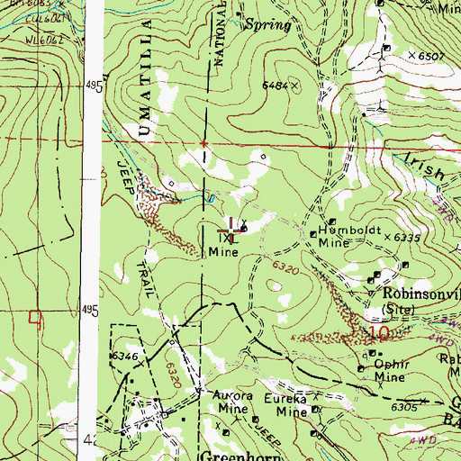 Topographic Map of IXL Mine, OR
