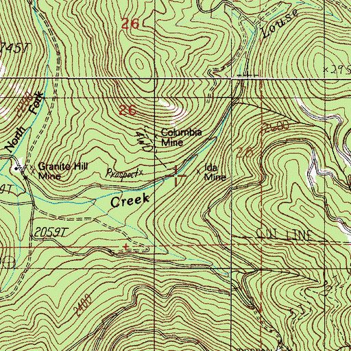 Topographic Map of Ida Mine, OR