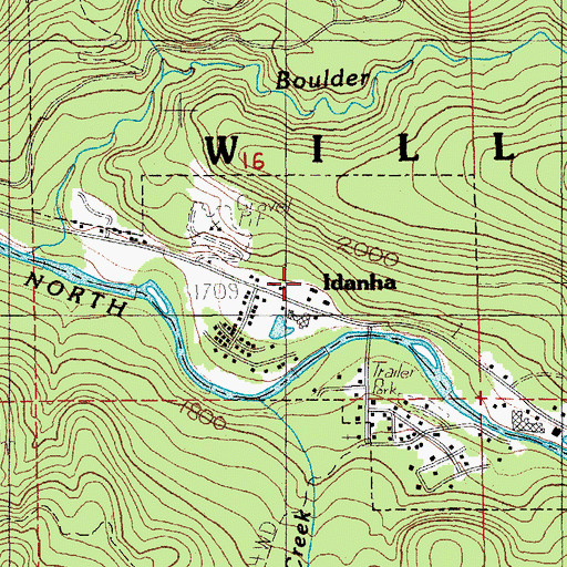 Topographic Map of Idanha, OR