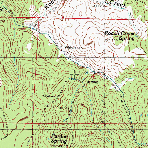 Topographic Map of Idol City Mines, OR