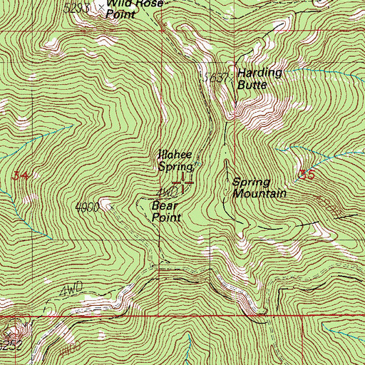 Topographic Map of Illahee Spring, OR